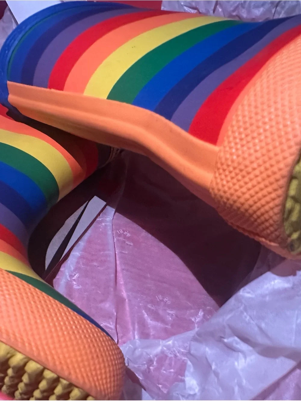 Hunter Kids Rainbow Stripe Rain Boots - Blue, Green, Yellow, Orange, Red, Purple